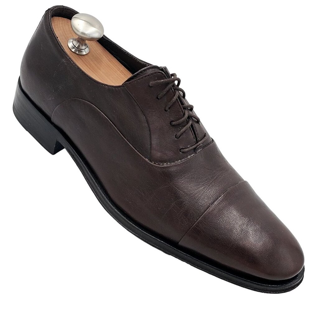 Bruno Magli Italy Men's size 6.5 Dress Shoes Brown Nappa Leather Cap-toe Oxfords - Picture 13 of 13